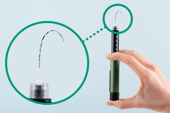 Needle handling - check the functionality of the pen (air shot)